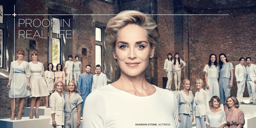 Sharon Stone gezicht van Galderma